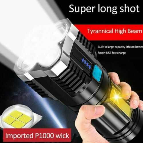 POWERFUL Tactical Quad-Core Super Bright Torch LED Flashlight USB Rechargeable Camping POWERFUL Tactical Quad-Core Super Bright Torch LED Flashlight USB Rechargeable Camping