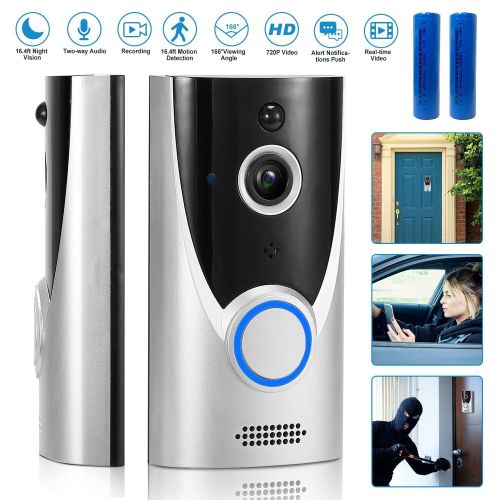 WiFi Video Doorbell Wireless Door Bell 720P HD WiFi Security Camera with Two-way Talk PIR Motion WiFi Video Doorbell Wireless Door Bell 720P HD WiFi Security Camera with Two-way Talk PIR Motion