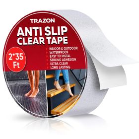 Grip Tape Heavy Duty Anti Slip Tape Clear Waterproof Outdoor Indoor 2 in x 35 Ft Non Slip Roll Stickers Easy to Cut Waterproof Outdoor Indoor for