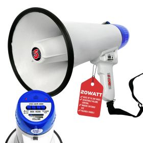 5 Core Megaphone Bullhorn Speaker 20W Bull Horn Battery Power Cheer Megafono 300 Meters Range Loudspeaker W Siren Recording Ergonomic Handle for