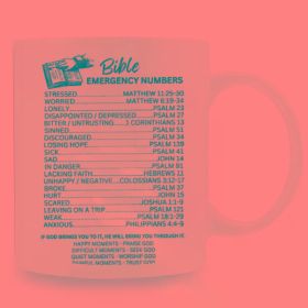 1pc, BIBLE EMERGENCY NUMBER, Positive Encourage Bible Quote Christ Coffee Mug for Prayer, 11oz Ceramic Mug