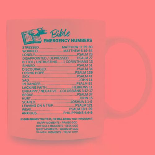 1pc, BIBLE EMERGENCY NUMBER, Positive Encourage Bible Quote Christ Coffee Mug for Prayer, 11oz Ceramic Mug