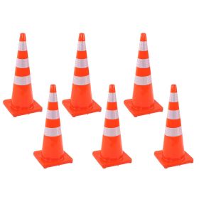 6Pcs Traffic Cones Weather Resistant Reflective Square Base Road Cones for Parking Lot Camping Red 36in / 91.44cm Without Handle (Option: 36Inch)