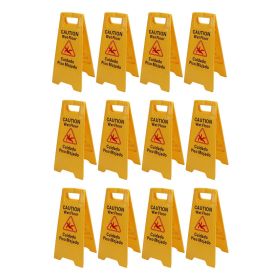 12Pcs Wet Floor Sign Foldable A Frame Caution Floor Sign Plastic 2 Sided for Indoor Outdoor (Option: as picture)