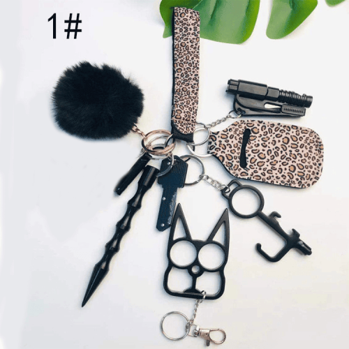 Self Defense Keychain Suit Personal Keychain For Girls Women Safety Key Ring With Hand Sanitizer Bottle Holder Pompom Whistle Self Defense Keychain Suit Personal Keychain For Girls Women Safety Key Ring With Hand Sanitizer Bottle Holder Pompom Whistle