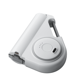 5000mAh Cool Power Bank with Build-in 2.6 feet Self-Retractable Multi Charging Cable, Lightning and Type-C Support, Flash Light (Color: White)
