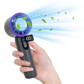 One Hundred Speed Handheld Fan With Ice Cooler High Speed Turbo Fan 3000mAh Rechargeable Hand Fan With LCD Display For Travel Camping Beach Outdo (Color: Black)